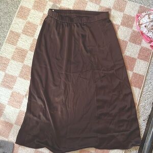 brown silky maxi skirt ♡︎ elegant long classy bohemian skirt